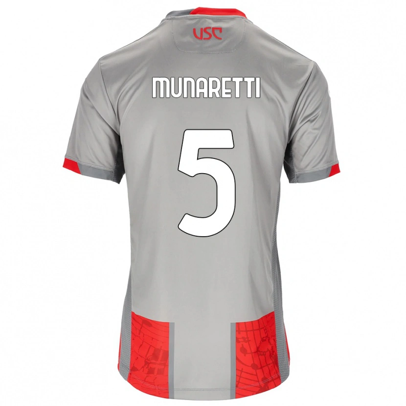 DanxenキッズLuca Munaretti#5レッド グレーホームシャツ2025/26ジャージーユニフォーム