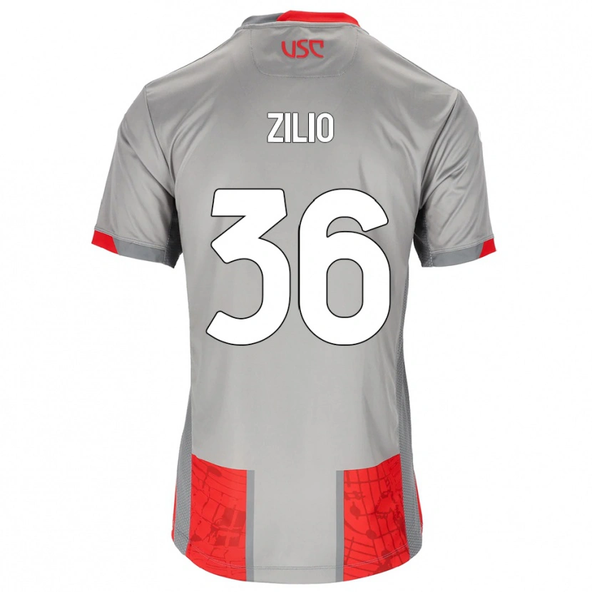 DanxenキッズAndrea Zilio#36レッド グレーホームシャツ2025/26ジャージーユニフォーム