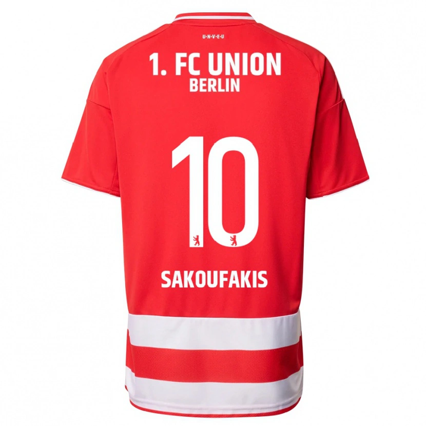 DanxenキッズTheodor Sakoufakis#10レッド ホワイトホームシャツ2025/26ジャージーユニフォーム