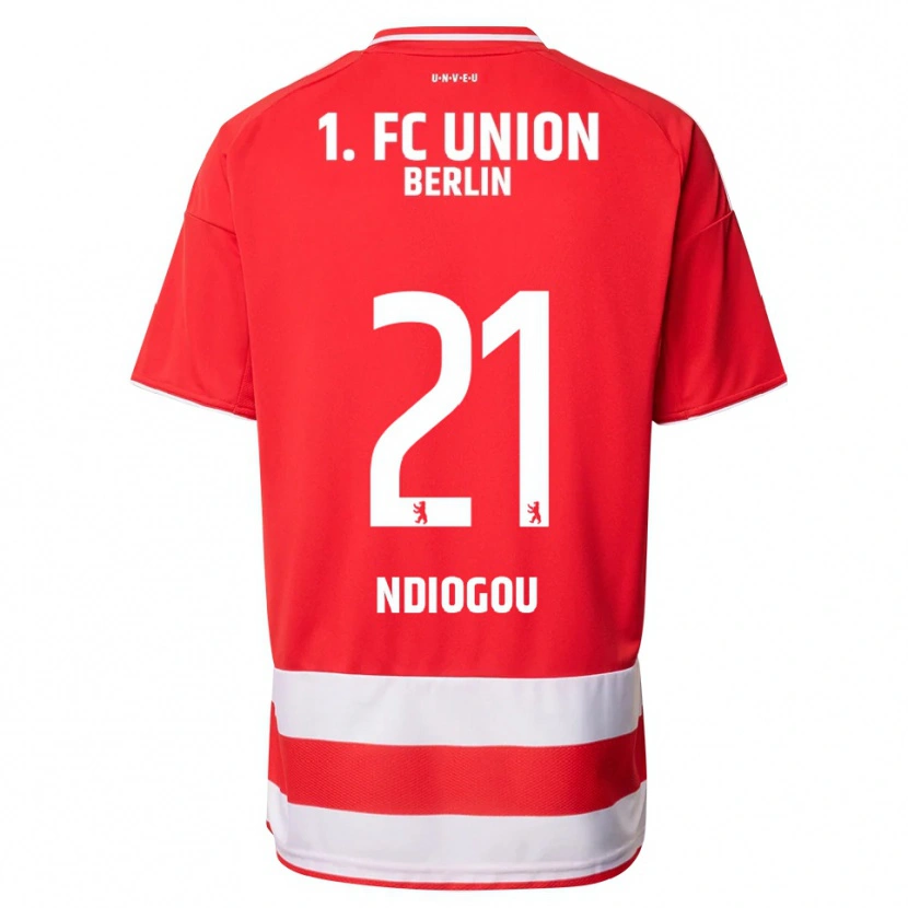 DanxenキッズPape-Omar Ndiogou#21レッド ホワイトホームシャツ2025/26ジャージーユニフォーム