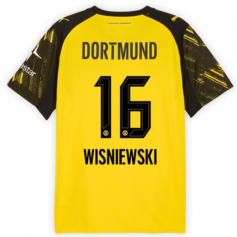DanxenキッズLucy Wisniewski#16イエロー ブラックホームシャツ2025/26ジャージーユニフォーム