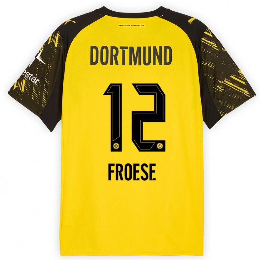 DanxenキッズJulien Froese#12イエロー ブラックホームシャツ2025/26ジャージーユニフォーム