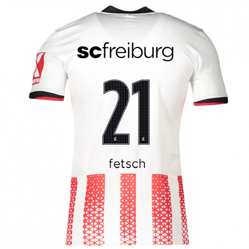 DanxenキッズMathias Fetsch#21ホワイト レッドホームシャツ2025/26ジャージーユニフォーム