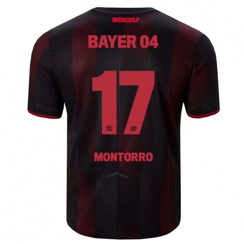 DanxenキッズJosuè Montorro#17ブラック レッドホームシャツ2025/26ジャージーユニフォーム
