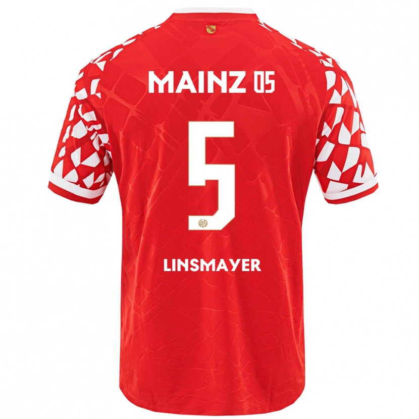 DanxenキッズDenis Linsmayer#5レッド ホワイトホームシャツ2025/26ジャージーユニフォーム