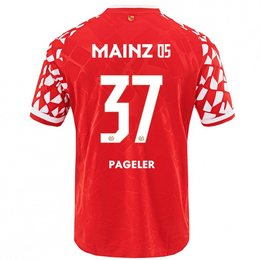 DanxenキッズMaja Pageler#37レッド ホワイトホームシャツ2025/26ジャージーユニフォーム