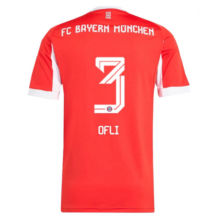 DanxenキッズDeniz Ofli#3レッド ホワイトホームシャツ2025/26ジャージーユニフォーム