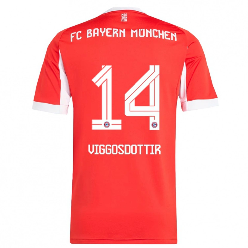 Danxenキッズグロディス・ペルラ・ヴィゴスドッティル#14レッド ホワイトホームシャツ2025/26ジャージーユニフォーム