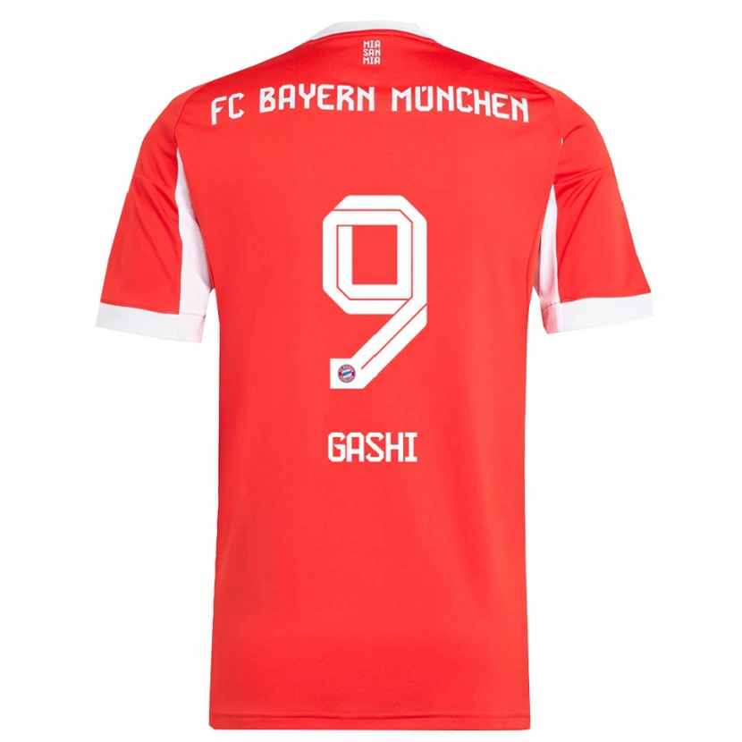 DanxenキッズYll Gashi#9レッド ホワイトホームシャツ2025/26ジャージーユニフォーム