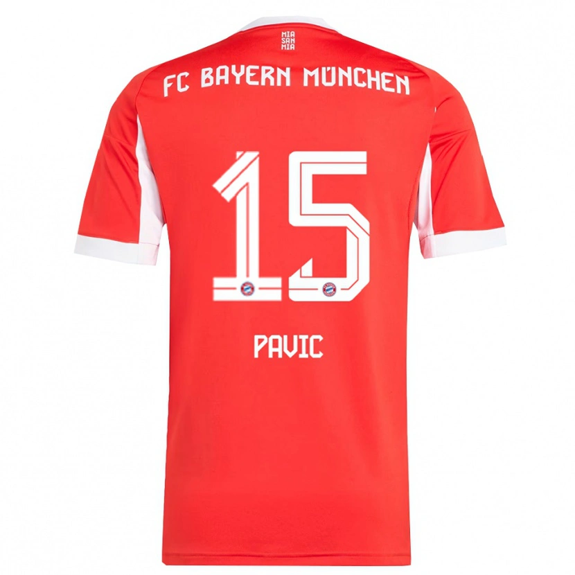 DanxenキッズFilip Pavic#15レッド ホワイトホームシャツ2025/26ジャージーユニフォーム