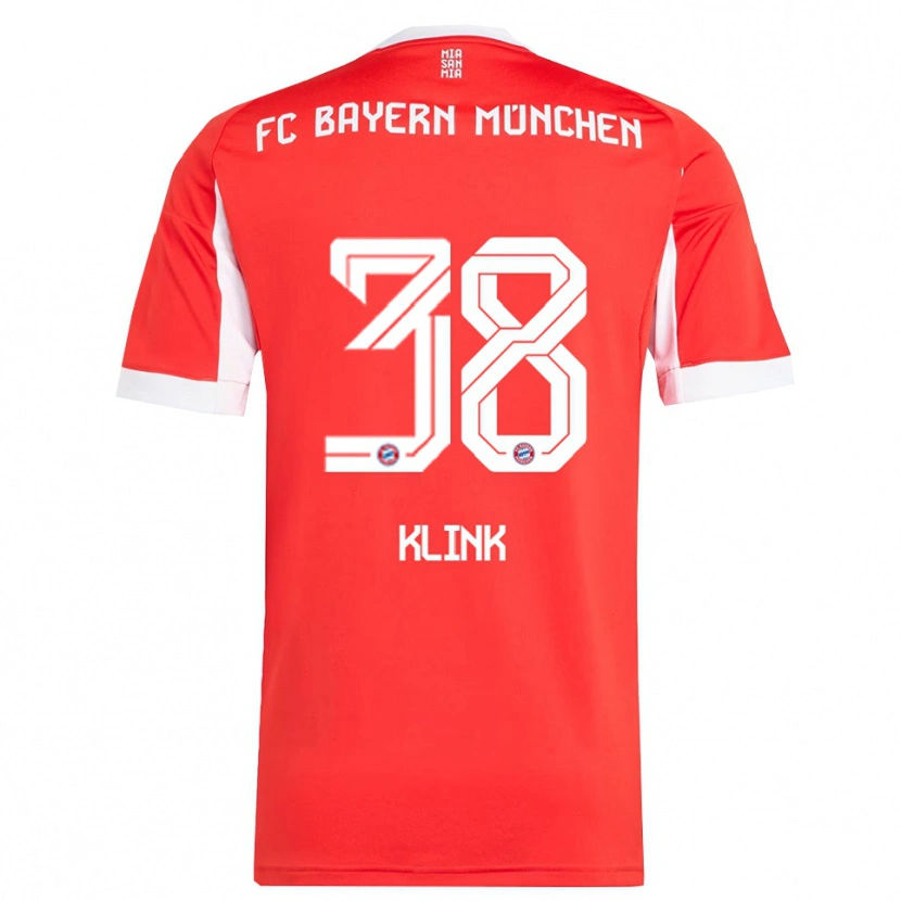Danxenキッズアンナ・クリンク#38レッド ホワイトホームシャツ2025/26ジャージーユニフォーム