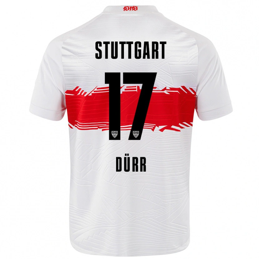 DanxenキッズMuriel Dürr#17ホワイト レッドホームシャツ2025/26ジャージーユニフォーム