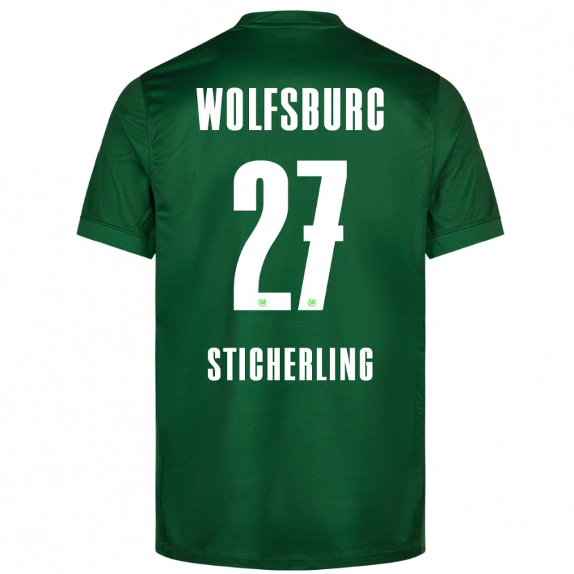 DanxenキッズCarl-Anton Sticherling#27グリーン ホワイトホームシャツ2025/26ジャージーユニフォーム