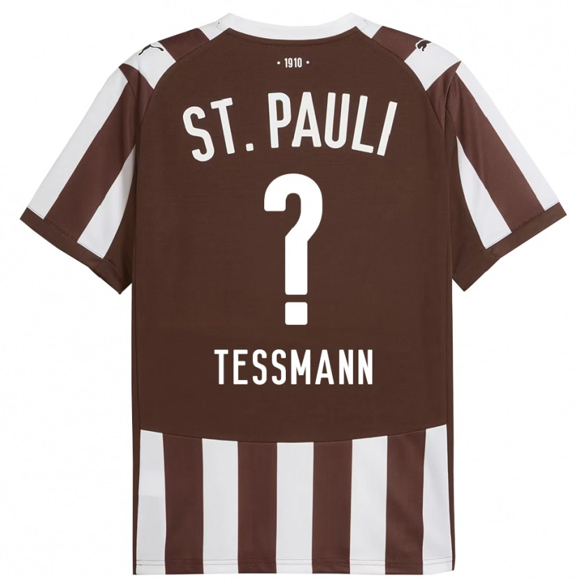 DanxenキッズNiklas Teßmann#0コーヒー ホワイトホームシャツ2025/26ジャージーユニフォーム
