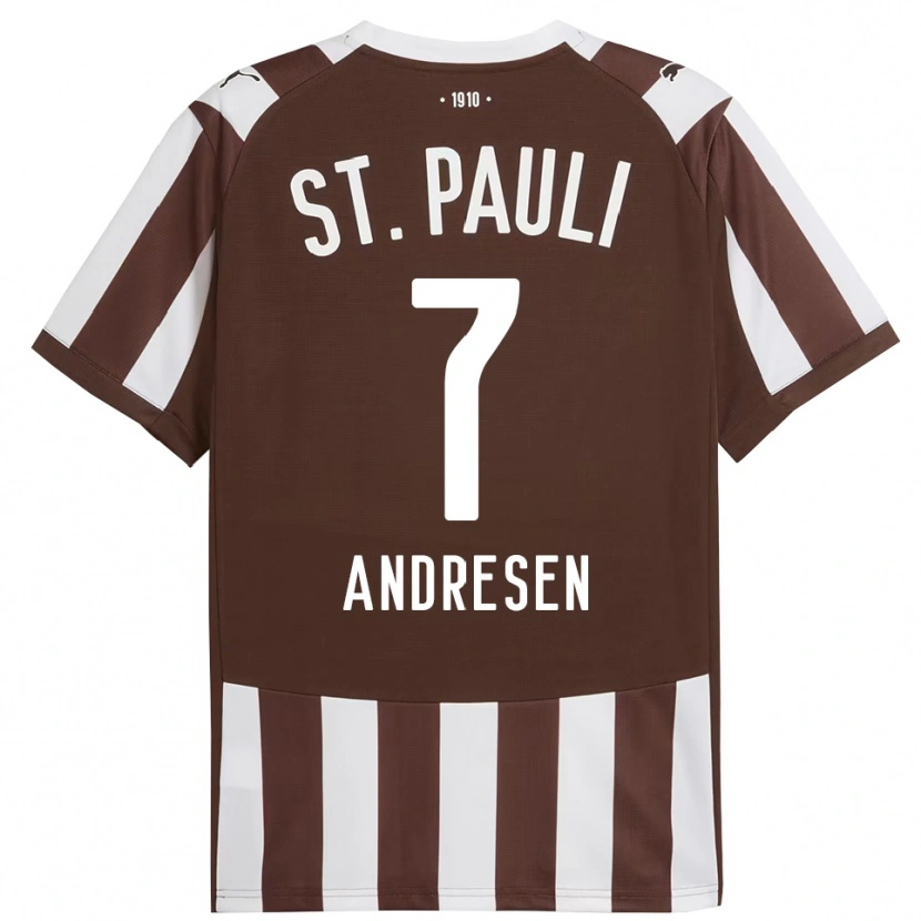 DanxenキッズJan Andresen#7コーヒー ホワイトホームシャツ2025/26ジャージーユニフォーム