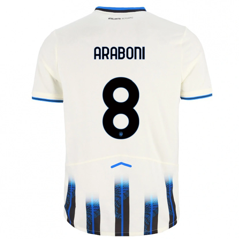 DanxenキッズSebastiano Araboni#8ホワイト ブルーアウェイシャツ2025/26ジャージーユニフォーム
