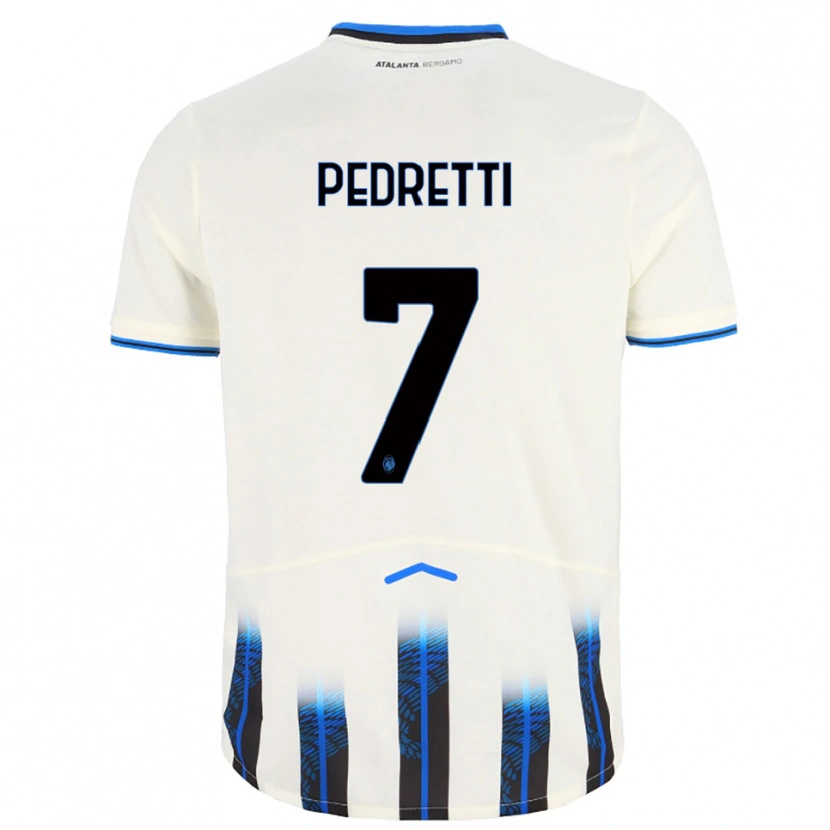 DanxenキッズMattia Pedretti#7ホワイト ブルーアウェイシャツ2025/26ジャージーユニフォーム