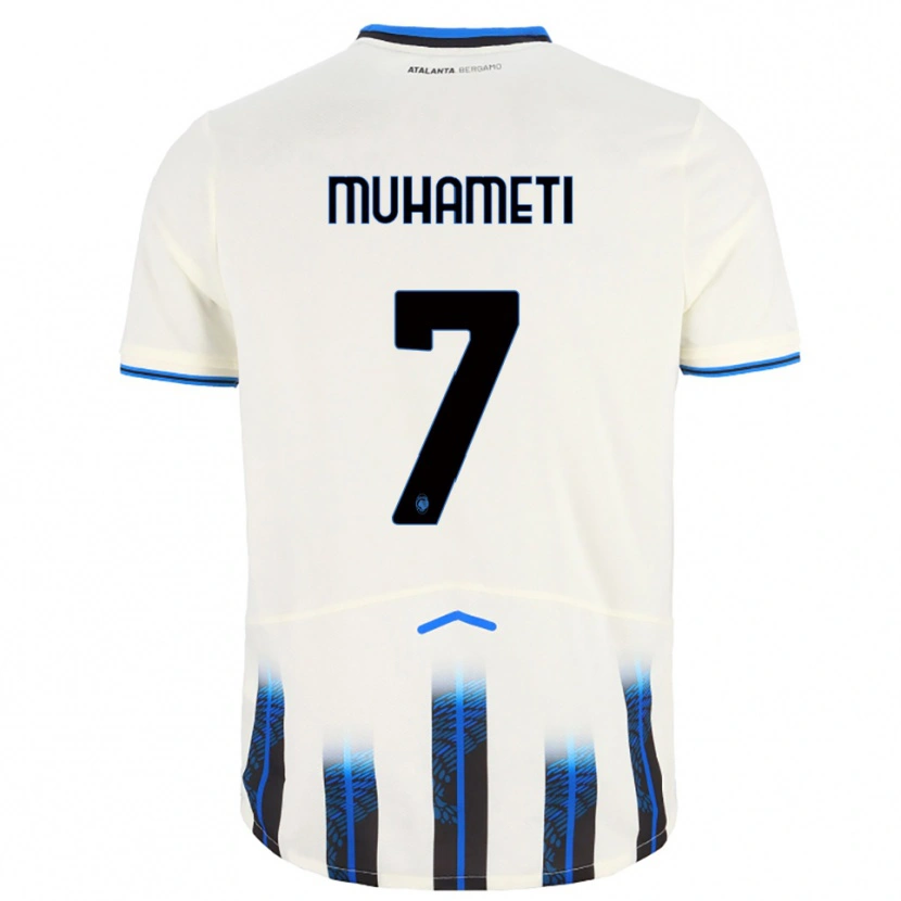 Danxenキッズエンドリ・ムハメティ#7ホワイト ブルーアウェイシャツ2025/26ジャージーユニフォーム