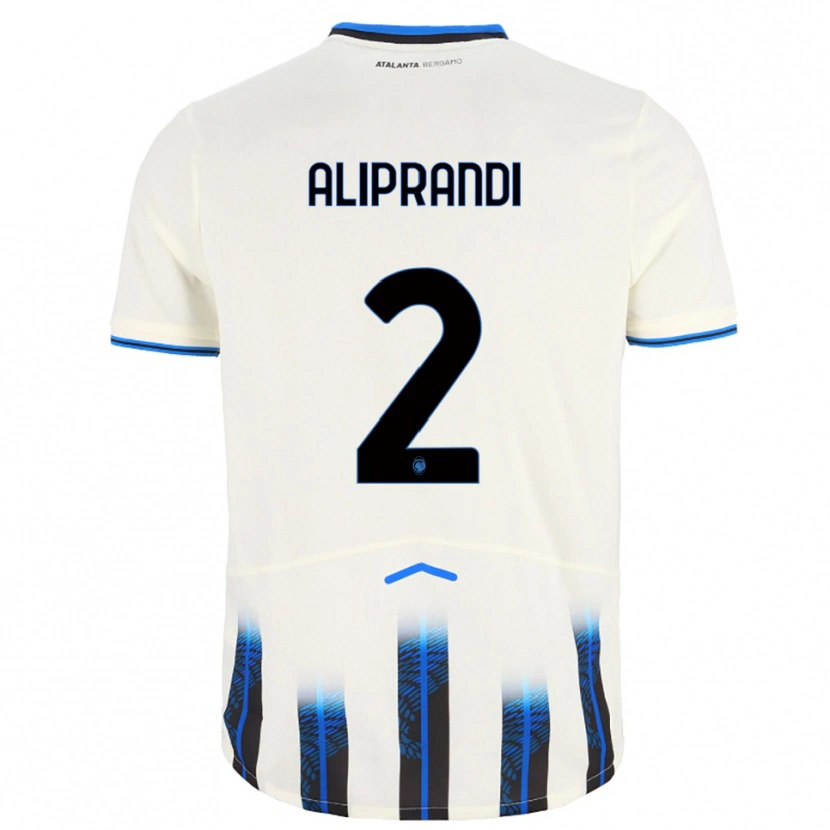 DanxenキッズMattia Aliprandi#2ホワイト ブルーアウェイシャツ2025/26ジャージーユニフォーム