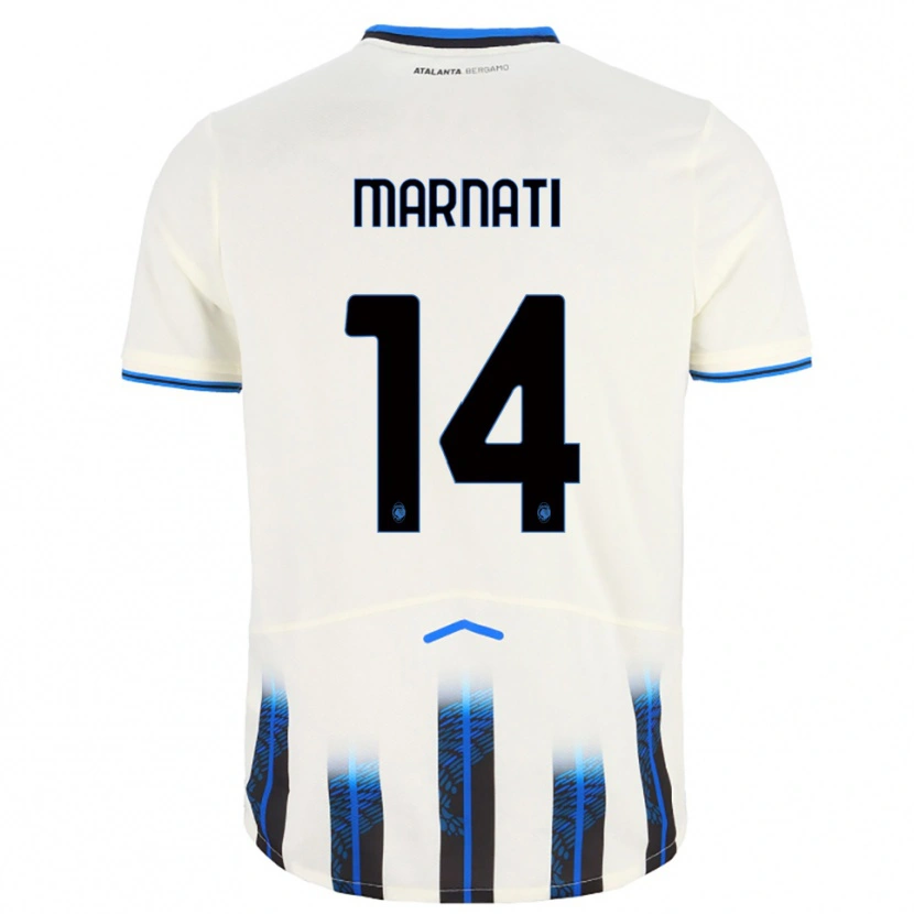 DanxenキッズSebastiano Marnati#14ホワイト ブルーアウェイシャツ2025/26ジャージーユニフォーム