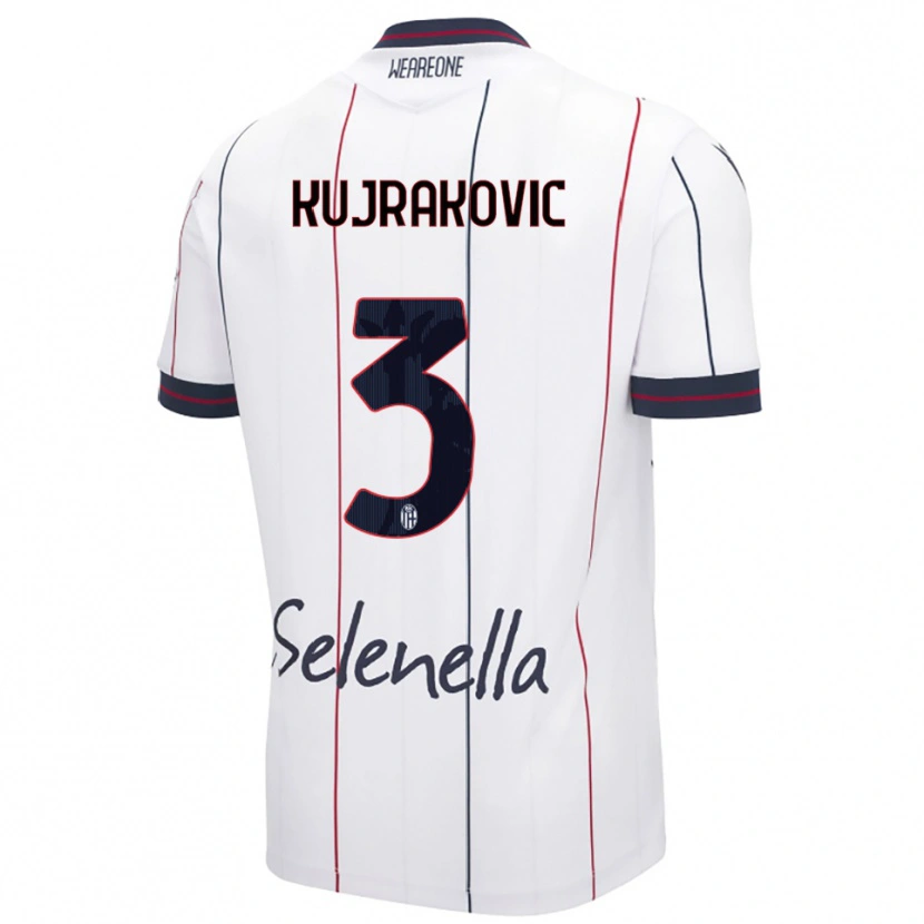 DanxenキッズMinel Kujrakovic#3ホワイト ロイヤルブルーアウェイシャツ2025/26ジャージーユニフォーム