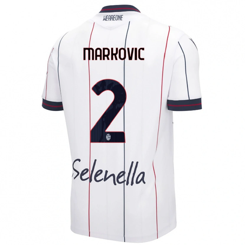 DanxenキッズPetar Markovic#2ホワイト ロイヤルブルーアウェイシャツ2025/26ジャージーユニフォーム