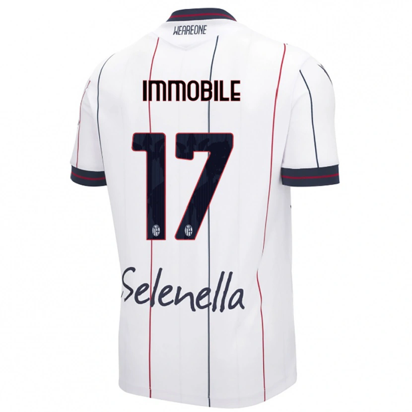 Danxenキッズチーロ・インモービレ#17ホワイト ロイヤルブルーアウェイシャツ2025/26ジャージーユニフォーム