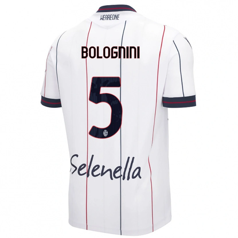 DanxenキッズAndrea Bolognini#5ホワイト ロイヤルブルーアウェイシャツ2025/26ジャージーユニフォーム