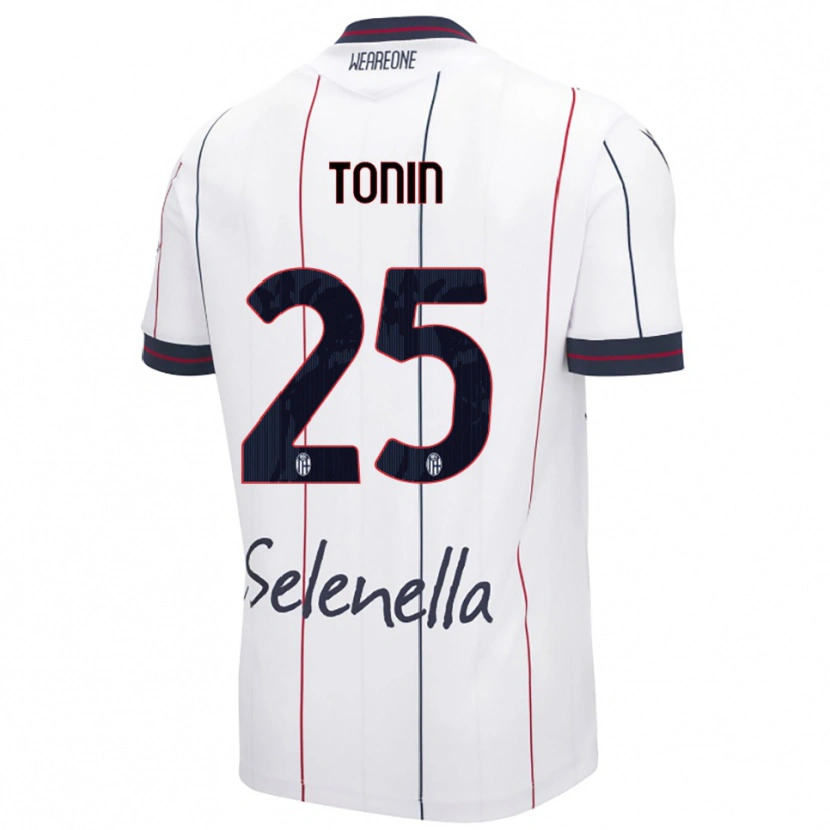DanxenキッズFederico Tonin#25ホワイト ロイヤルブルーアウェイシャツ2025/26ジャージーユニフォーム
