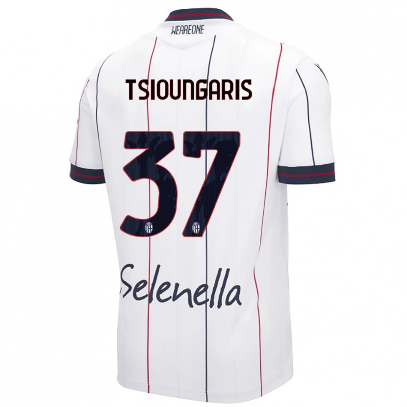 DanxenキッズTheodoros Tsioungaris#37ホワイト ロイヤルブルーアウェイシャツ2025/26ジャージーユニフォーム