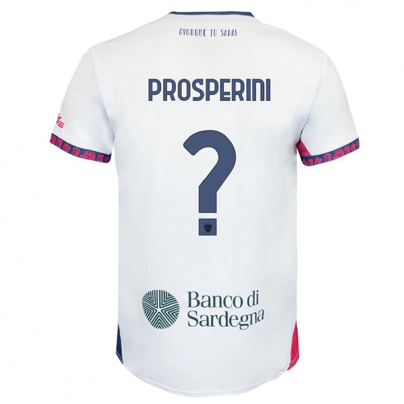 DanxenキッズMatteo Prosperini#0ホワイト ネイビー レッドアウェイシャツ2025/26ジャージーユニフォーム