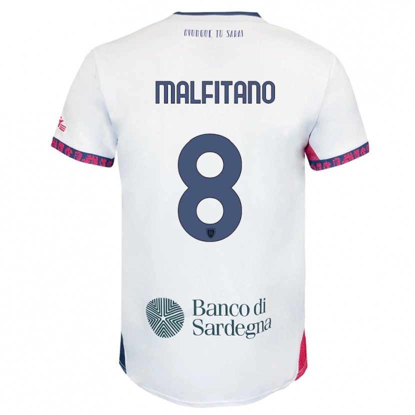 DanxenキッズRoberto Malfitano#8ホワイト ネイビー レッドアウェイシャツ2025/26ジャージーユニフォーム
