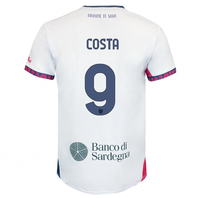 DanxenキッズLuca Costa#9ホワイト ネイビー レッドアウェイシャツ2025/26ジャージーユニフォーム
