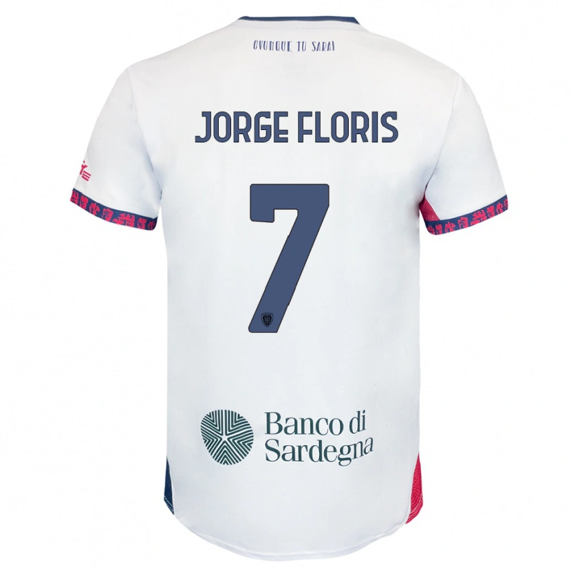 DanxenキッズNicolò Jorge Floris#7ホワイト ネイビー レッドアウェイシャツ2025/26ジャージーユニフォーム