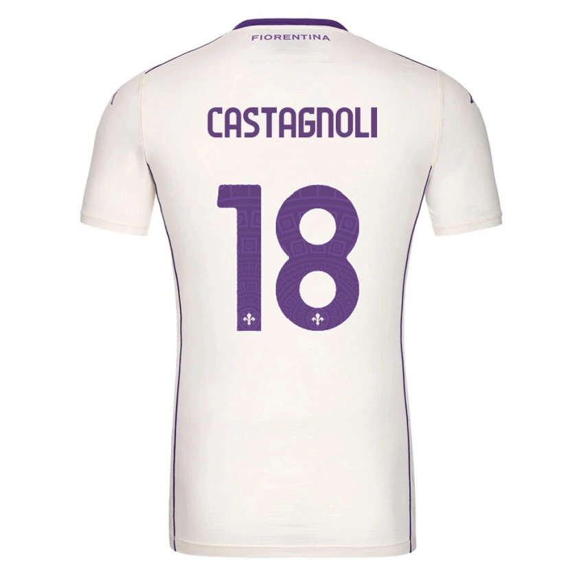 DanxenキッズFilippo Castagnoli#18ホワイト パープル レッドアウェイシャツ2025/26ジャージーユニフォーム
