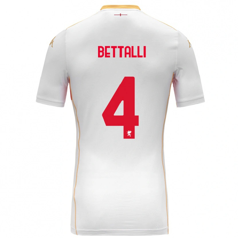 DanxenキッズGiorgia Bettalli#4ホワイト レッドアウェイシャツ2025/26ジャージーユニフォーム