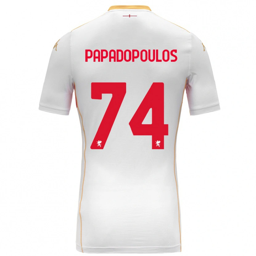 DanxenキッズChristos Papadopoulos#74ホワイト レッドアウェイシャツ2025/26ジャージーユニフォーム