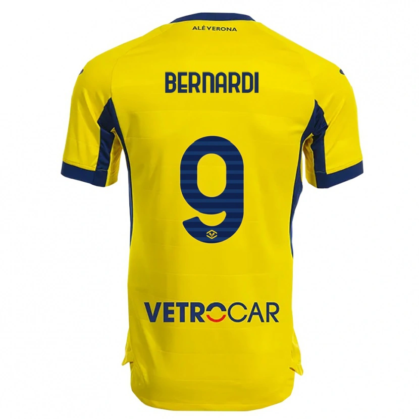 DanxenキッズVeronica Bernardi#9イエロー ネイビーアウェイシャツ2025/26ジャージーユニフォーム