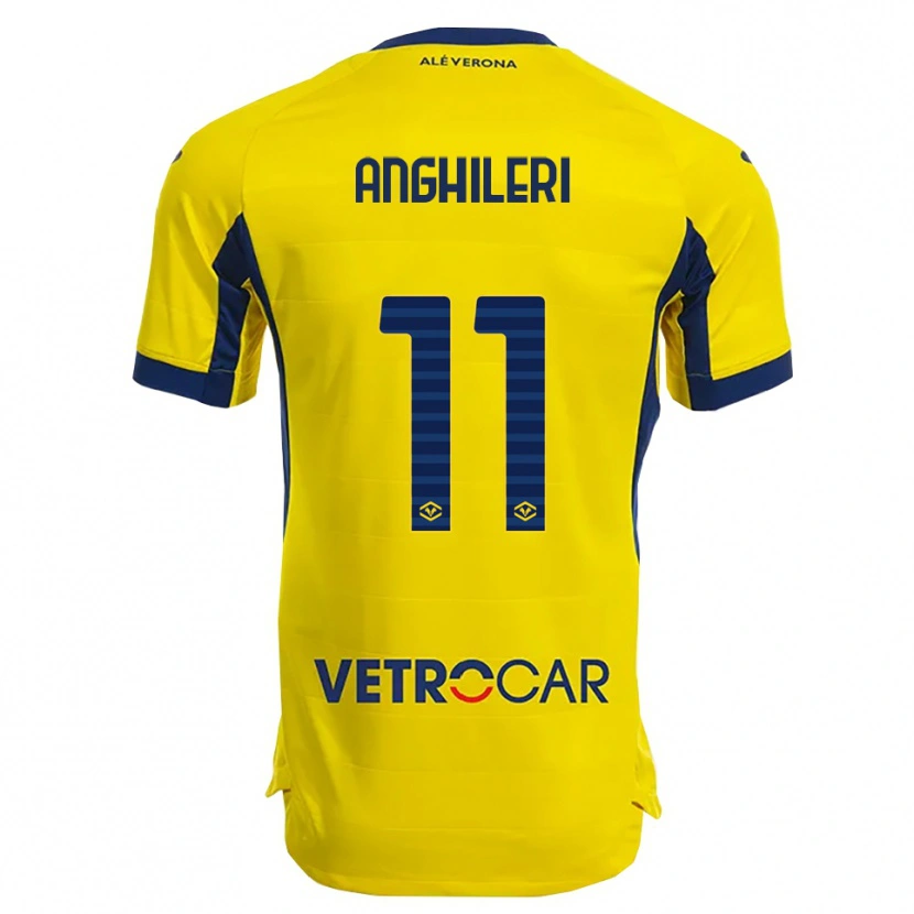 DanxenキッズFederica Anghileri#11イエロー ネイビーアウェイシャツ2025/26ジャージーユニフォーム
