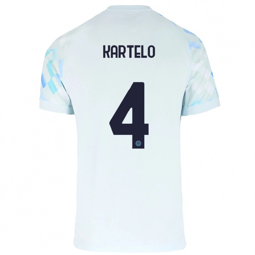 DanxenキッズDominik Kartelo#4ホワイト ブルーアウェイシャツ2025/26ジャージーユニフォーム