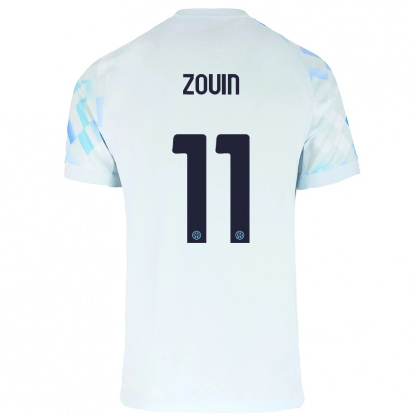 DanxenキッズAymen Zouin#11ホワイト ブルーアウェイシャツ2025/26ジャージーユニフォーム