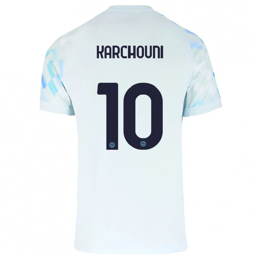 DanxenキッズGhoutia Karchouni#10ホワイト ブルーアウェイシャツ2025/26ジャージーユニフォーム