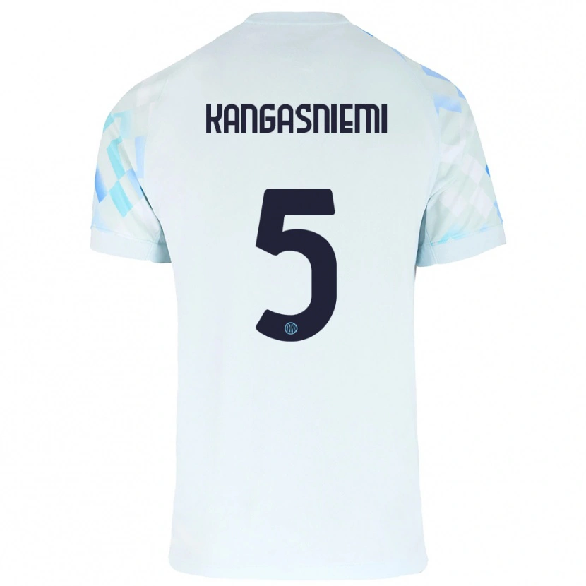 DanxenキッズIlari Kangasniemi#5ホワイト ブルーアウェイシャツ2025/26ジャージーユニフォーム