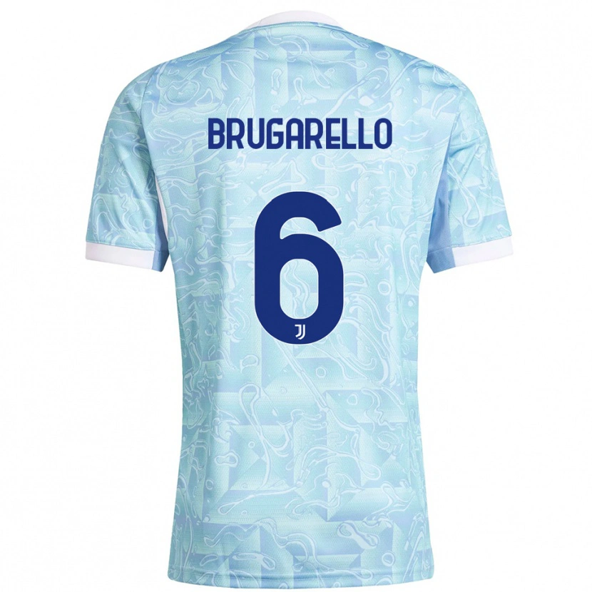 DanxenキッズMattia Brugarello#6スカイブルー イエローアウェイシャツ2025/26ジャージーユニフォーム