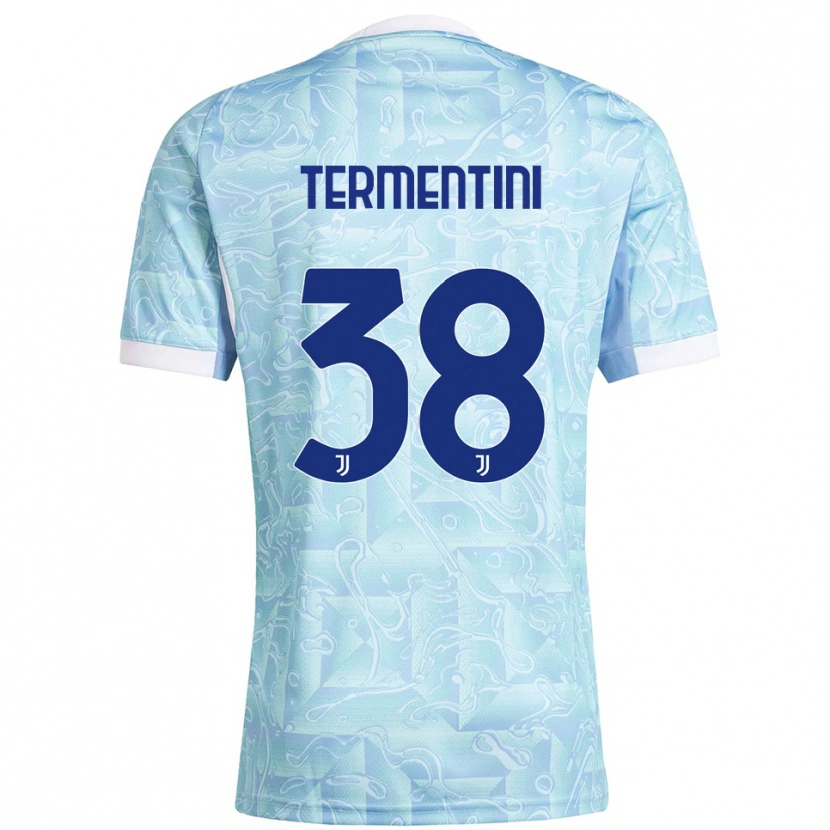 DanxenキッズGiorgia Termentini#38スカイブルー イエローアウェイシャツ2025/26ジャージーユニフォーム
