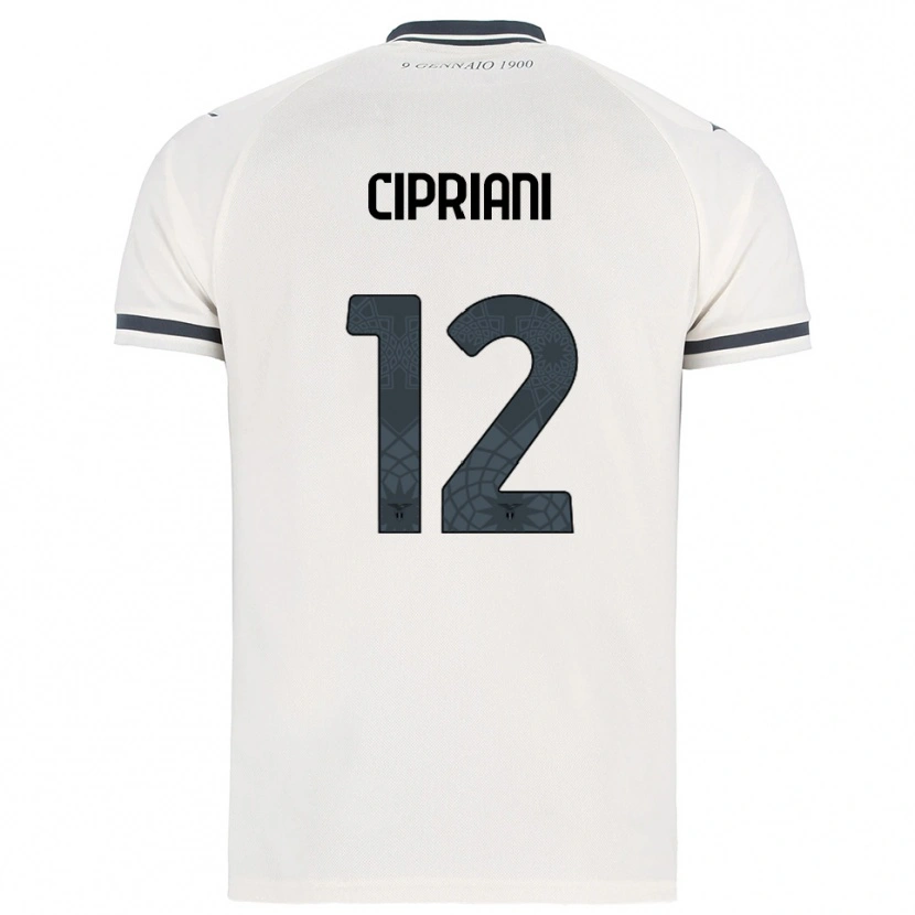 DanxenキッズAlessio Cipriani#12ホワイト ネイビーアウェイシャツ2025/26ジャージーユニフォーム