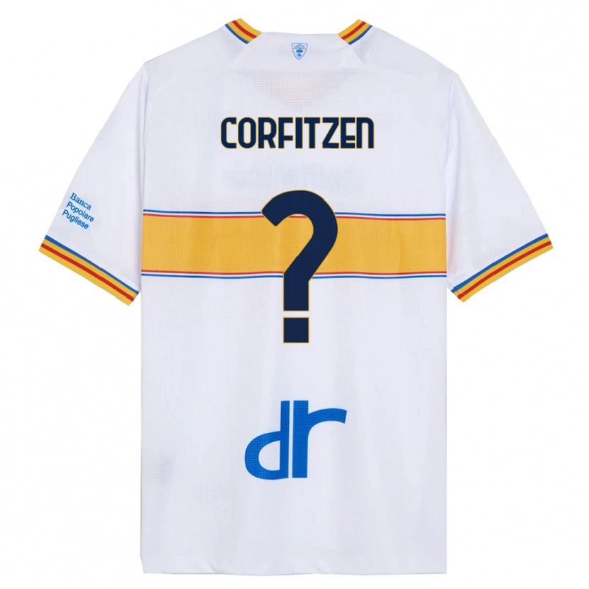 DanxenキッズJeppe Corfitzen#0ホワイト イエローアウェイシャツ2025/26ジャージーユニフォーム