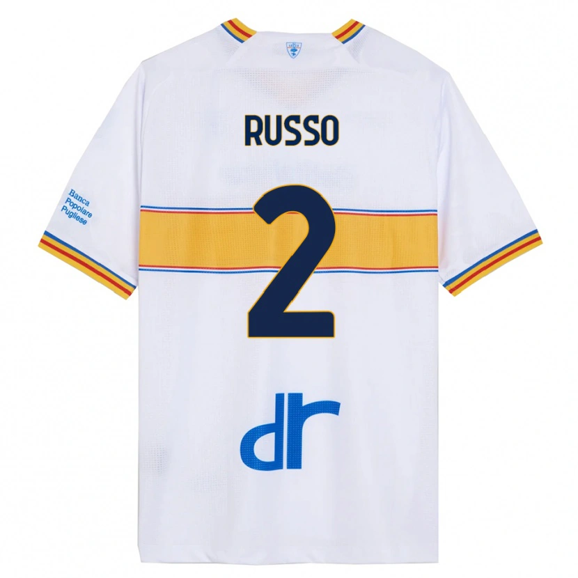DanxenキッズLuca Russo#2ホワイト イエローアウェイシャツ2025/26ジャージーユニフォーム