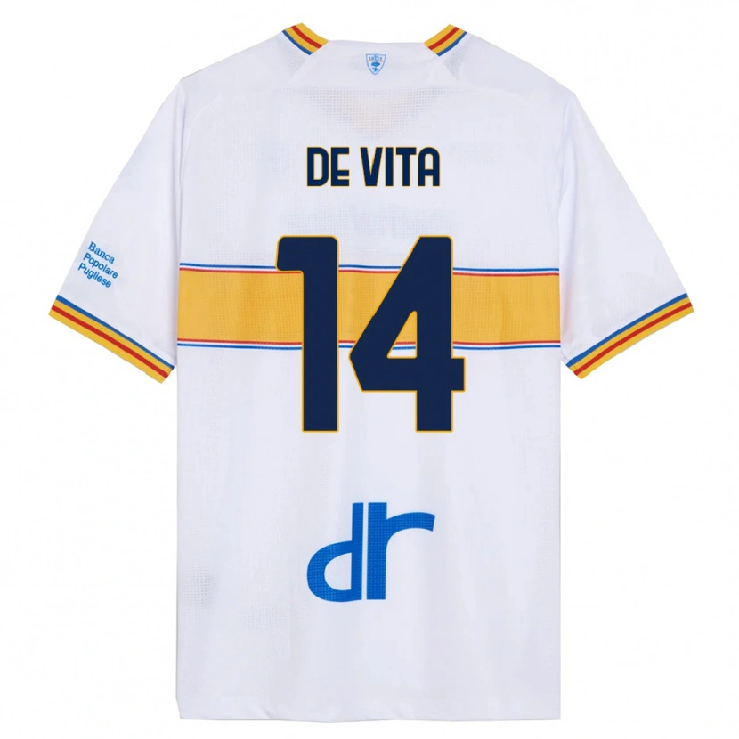 DanxenキッズMattia De Vita#14ホワイト イエローアウェイシャツ2025/26ジャージーユニフォーム
