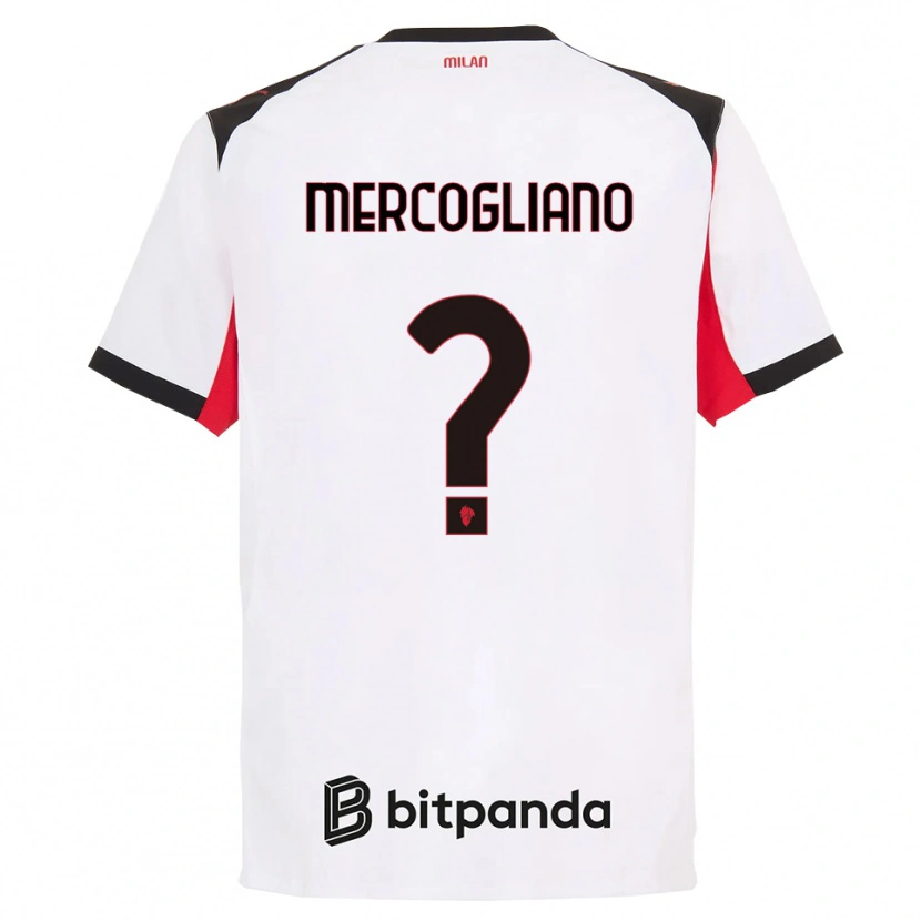 DanxenキッズMattia Mercogliano#0ホワイト ブラックアウェイシャツ2025/26ジャージーユニフォーム